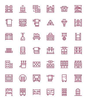 Rack Professional Set with 42 Regular Line Pixel Aligned 256x256 Icons vector