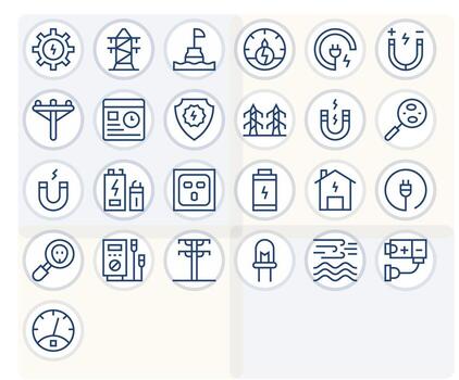 Current Icon Collection with 25 High Resolution Regular Line Designs vector