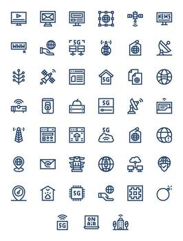 45 Detail Enhanced Icons themed around Internet in High Resolution Bold Line format vector