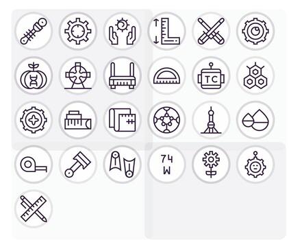 Engineering Icon Set with 25 Regular Line 256x256 Editable Graphics vector