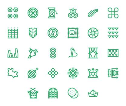 28 Retina Ready Bold Line Icons for Pattern with Pixel Aligned precision vector