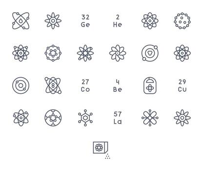 Atom featuring 25 256x256 Icons in Regular Line Design vector