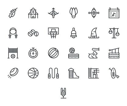 Regular Line Pixel Aligned Icons from Activity Set with 25 128x128 Icons vector