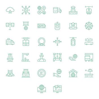 32 editable íconos temática alrededor plataforma en 64 x 64 Delgado línea formato vector