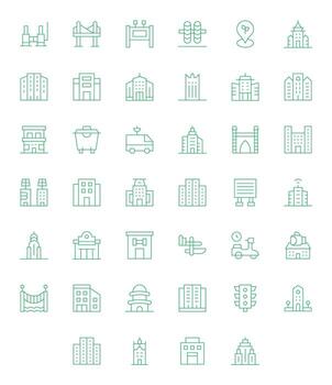 urbano escalable conjunto presentando 40 monitor Perfecto Delgado línea 64 x 64 íconos vector