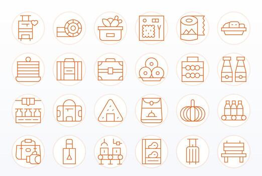Packing Icon Set with 24 Thin Line High Resolution Editable Graphics vector