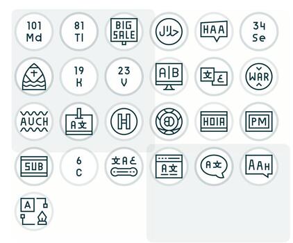 25 Icons for Font optimized in PIXEL Perfect High Resolution Regular Line resolution vector