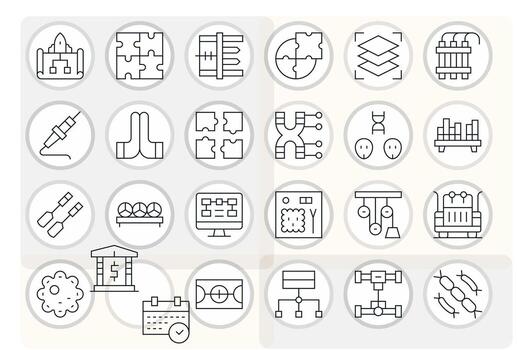 Components Icon Repository containing 24 Thin Line Retina Ready Display Perfect graphics vector
