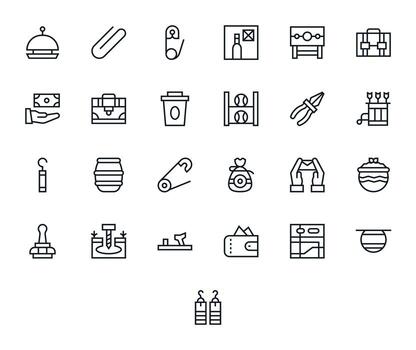 25 128x128 Regular Line Display Perfect Icons for Hold Projects vector