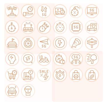 Fast Graphics featuring 32 Thin Line Pixel Optimized 256x256 Designs vector