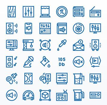 Volume Scalable Set featuring 36 Display Perfect Bold Line High Resolution Icons vector