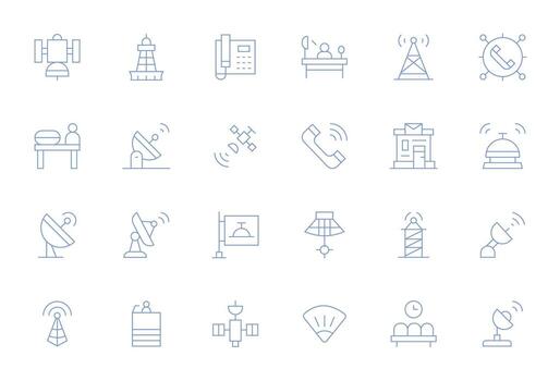 24 Thin Line Pixel Optimized Designs for Reception 128x128 Icons vector