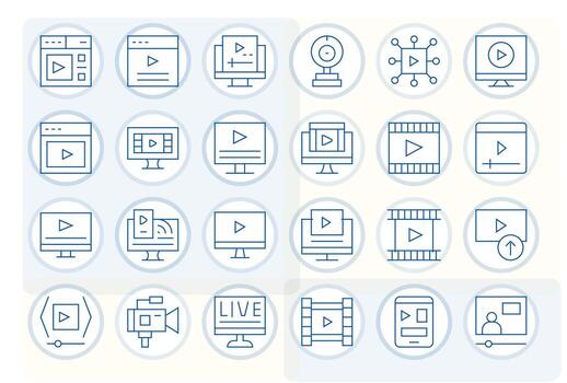 24 Icons for Online featuring 64x64 Pixel Optimized Thin Line Graphics vector