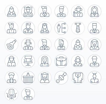 32 Thin Line Pixel Aligned 256x256 Icons from Executive Suite vector