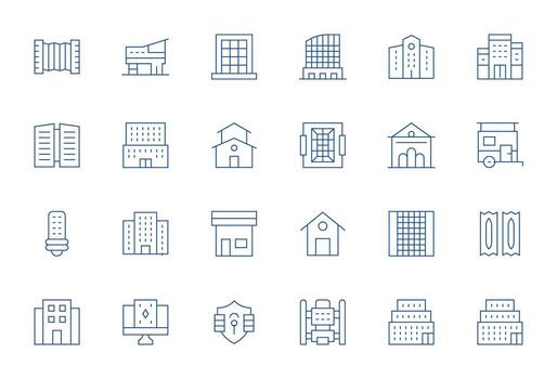 24 PIXEL Perfect Thin Line Icons designed for Windows Interface vector