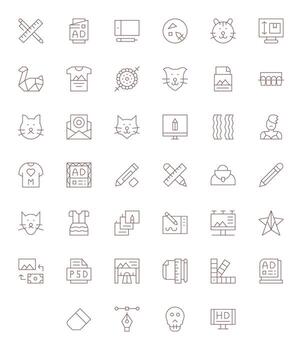 40 256x256 Thin Line Grid Fitted Icons for Graphic Design Projects vector