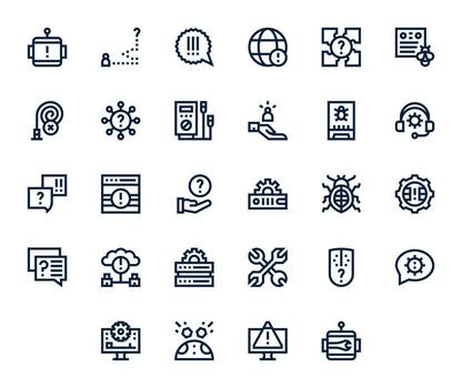 Troubleshooting Graphics featuring 28 Bold Line Editable High Resolution Designs vector