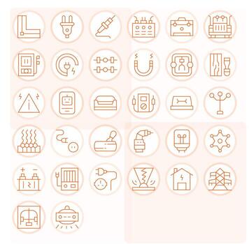 32 Thin Line Editable Icons for Electrical Graphics vector