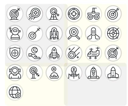 25 Regular Line Display Perfect Icons for Mission Graphics vector