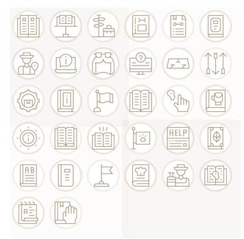 Guide Icon Set with 32 Thin Line High Resolution Detail Enhanced Graphics vector