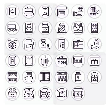 35 256x256 Regular Line Pixel Aligned Icons for Box Projects vector