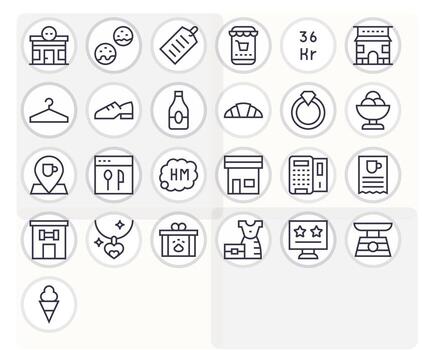 25 Regular Line Grid Fitted Icons crafted for Shop High Resolution applications vector