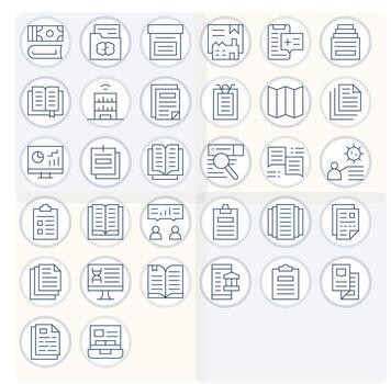 32 Delgado línea íconos desde informes en 128x128 editable calidad vector