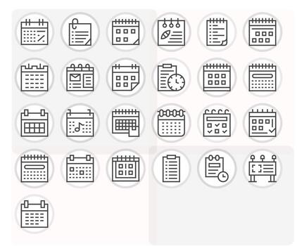 Reminders Graphics featuring 25 Regular Line Pixel Optimized High Resolution Designs vector