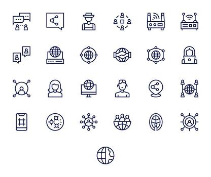 redes profesional conjunto con 25 regular línea detalle mejorado 256x256 íconos vector