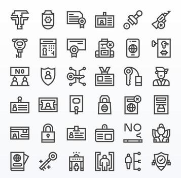 autorización icono biblioteca con 36 negrita línea alto resolución editable diseños vector