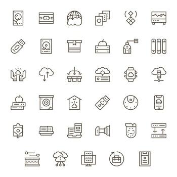 Backup Comprehensive Bundle with 35 Detail Enhanced Regular Line 64x64 Icons vector