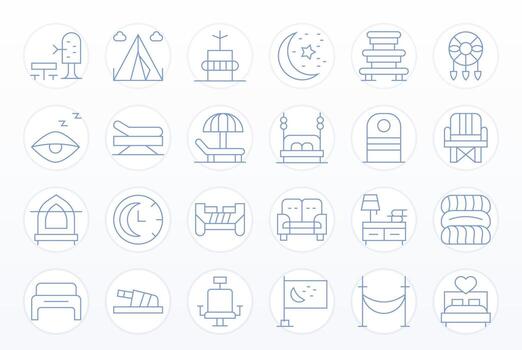 24 High Resolution Thin Line Grid Fitted Icons for Rest Projects vector