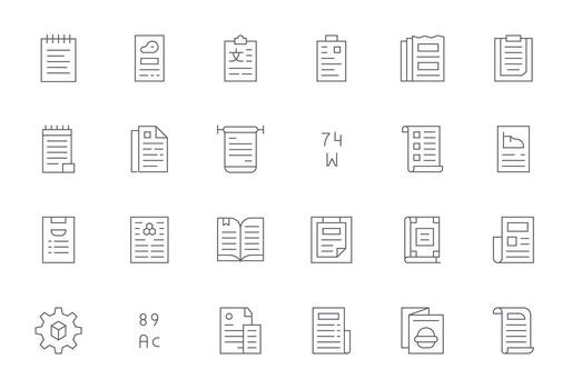 Specifications Essential Set including 24 Display Perfect Thin Line Retina Ready Icons vector