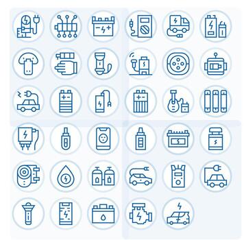 35 64x64 Regular Line Icons optimized for Battery Pixel Optimized display vector