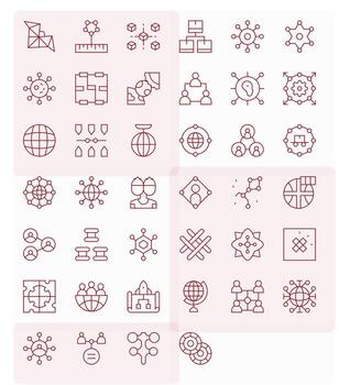 40 256x256 Delgado línea íconos optimizado para interconectado píxel alineado monitor vector