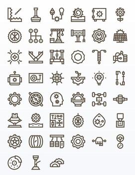 Bold Line Style Mechanism Icons with 45 High Resolution PIXEL Perfect Designs vector