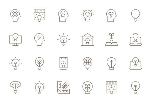 Inspiration Icon Repository containing 24 Thin Line 128x128 Pixel Optimized graphics vector