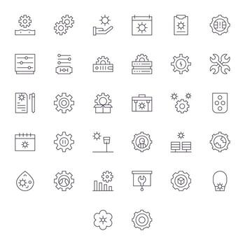 32 Delgado línea píxel alineado íconos hecho a mano para configuración 64 x 64 aplicaciones vector