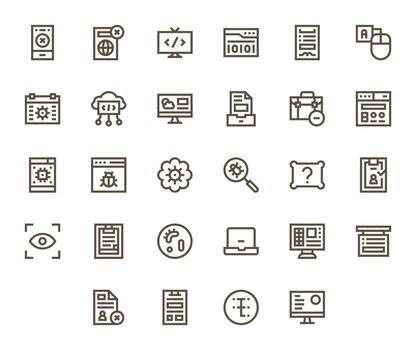 28 256x256 negrita línea íconos optimizado para solicitud píxel Perfecto monitor vector