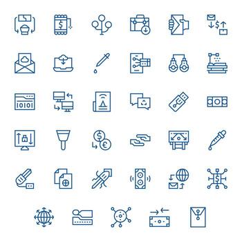 35 retina Listo regular línea píxel optimizado íconos para transferir proyectos vector