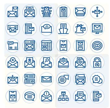 36 Bold Line Pixel Optimized Icons for Inbox Graphics vector