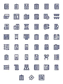 45 Bold Line Pixel Optimized Icons crafted for List Retina Ready applications vector