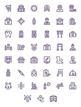 45 alto resolución negrita línea monitor Perfecto íconos para cuidado de la salud proyectos vector