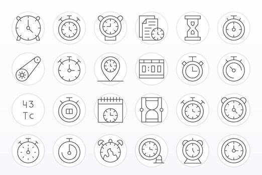 Timing Design Icons featuring 24 Pixel Optimized Thin Line Style vector