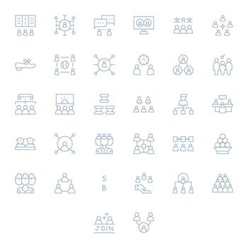 32 Thin Line Icons for Group in crisp High Resolution Pixel Aligned resolution vector