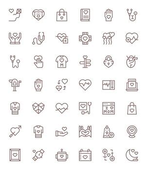 42 editable íconos temática alrededor corazón en alto resolución regular línea formato vector