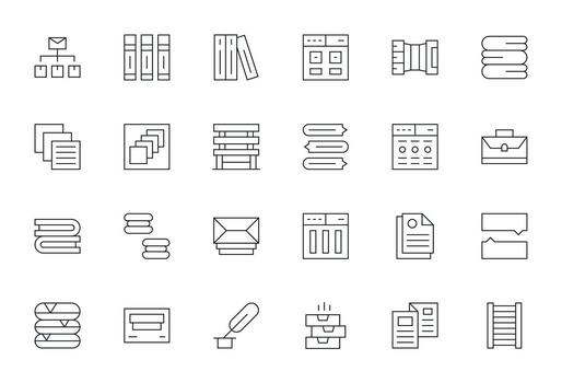 Folders Ultimate Package with 24 256x256 Thin Line Pixel Optimized Icons vector
