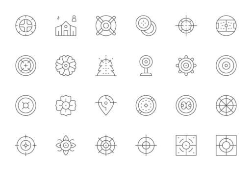 24 Thin Line Grid Fitted 128x128 Icons from Center Suite vector