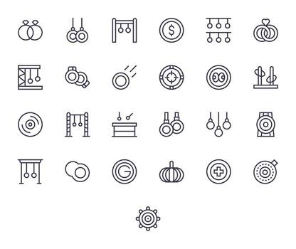 25 High Resolution Icons for Rings in Pixel Aligned Regular Line Format vector
