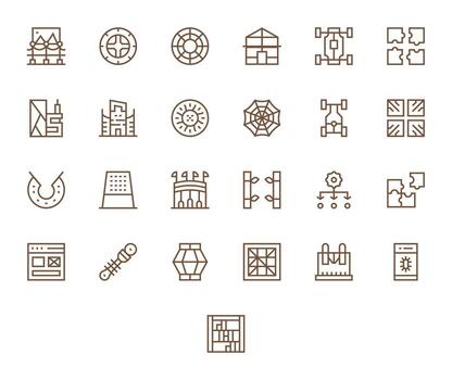 25 High Resolution Regular Line Icons for Framework with Pixel Aligned precision vector